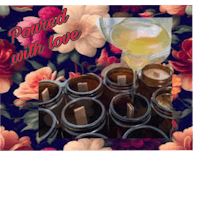 jars of honey on a floral background with the words poured with love